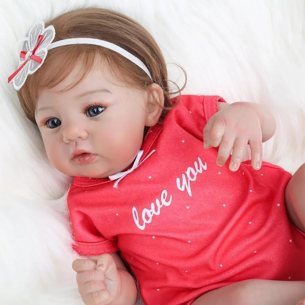 🆕18inch Soft Cloth Body Newborn Baby Poseable Limbs Bright Red with Clothes